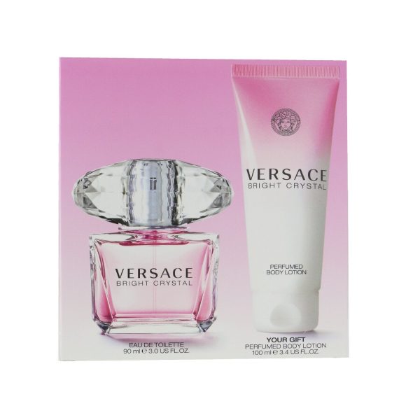 Versace Bright Crystal Coffret: Eau De Toilette Spray 90ml 3oz + Perfumed Body Lotion 100ml 3.4oz  2pcs For Sale