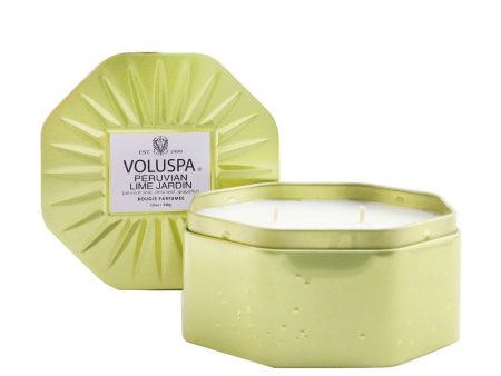 Voluspa 3 Wick Octagon Tin Candle - Peruvian Lime Jardin  340g 12oz For Sale