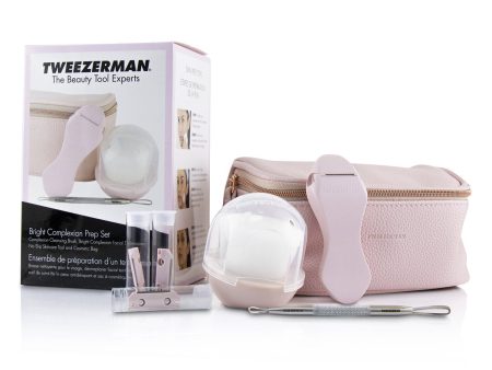 Tweezerman Bright Complexion Prep Set: Complexion Cleansing Brush + Bright Complexion Facial Dermaplaner + No Slip Skincare Tool + Bag  3pcs + 1 Bag Sale