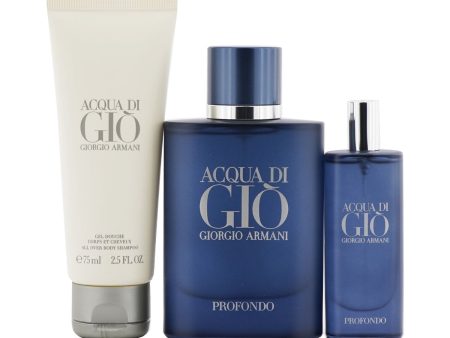 Giorgio Armani Acqua Di Gio Profondo Coffret: Eau De Parfum Spray 75ml 2.5oz + Eau De Parfum Spray 15ml 0.5oz + All Over Body Shampoo 75ml 2.5oz  3pcs Cheap