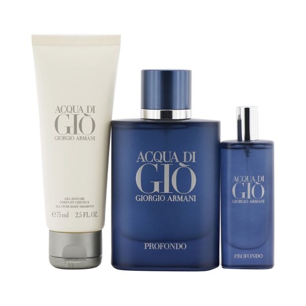 Giorgio Armani Acqua Di Gio Profondo Coffret: Eau De Parfum Spray 75ml 2.5oz + Eau De Parfum Spray 15ml 0.5oz + All Over Body Shampoo 75ml 2.5oz  3pcs Cheap