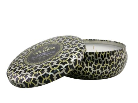 Voluspa 3 Wick Decorative Tin Candle - Crisp Champagne  340g 12oz Fashion