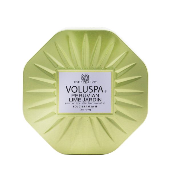 Voluspa 3 Wick Octagon Tin Candle - Peruvian Lime Jardin  340g 12oz For Sale