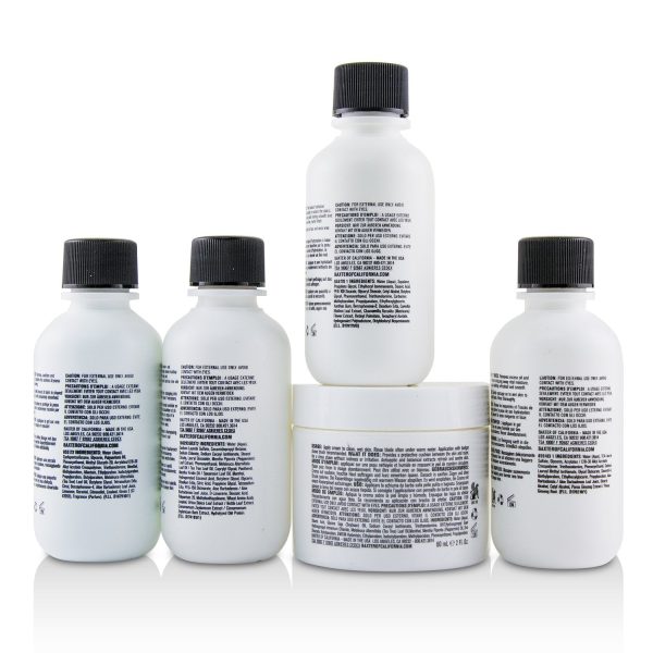 Baxter Of California Travel Starter Kit: Face Wash + Shave Formula + Moisturizer + Shave Balm + Shampoo + Bag  5pcs + 1 Bag Fashion