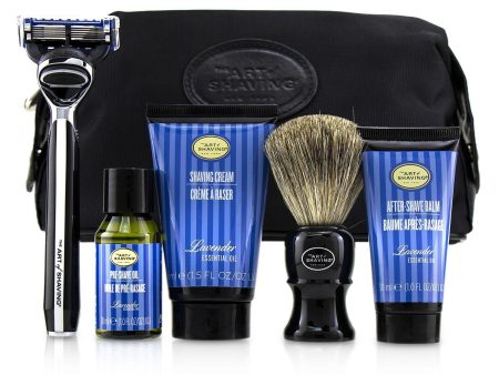 The Art Of Shaving The Four Elements of The Perfect Shave Set with Bag - Lavender: Pre Shave Oil + Shave Crm + A S Balm + Brush + Razor  5pcs+1Bag Online now