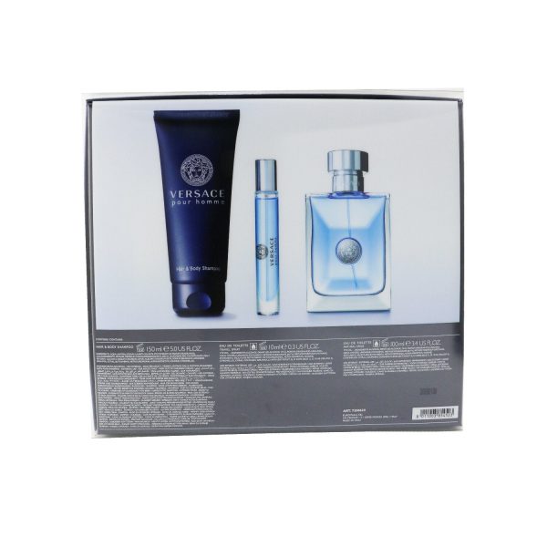 Versace Versace Pour Homme Coffret: Eau De Toilette Spray 100ml 3.4oz + Eau De Toilette Spray 10ml 0.3oz + Hair & Body Shampoo 150ml 5oz  3pcs Online now