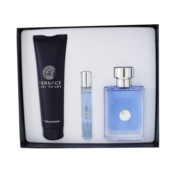 Versace Versace Pour Homme Coffret: Eau De Toilette Spray 100ml 3.4oz + Eau De Toilette Spray 10ml 0.3oz + Hair & Body Shampoo 150ml 5oz  3pcs Online now