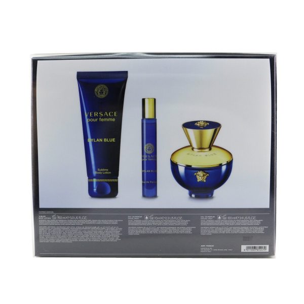 Versace Dylan Blue Coffret: Eau De Parfum Spray100ml 3.4oz + Body Lotion 150ml 5oz + Eau De Parfum Spray 10ml 0.3oz  3pcs Cheap