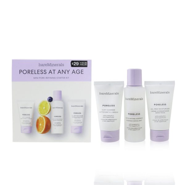 BareMinerals Poreless At Any Age Starter Kit: Clay Cleanser 30ml+ Exfoliating Essence 50ml+ Oil-Free Moisturizer 30ml  3pcs For Cheap