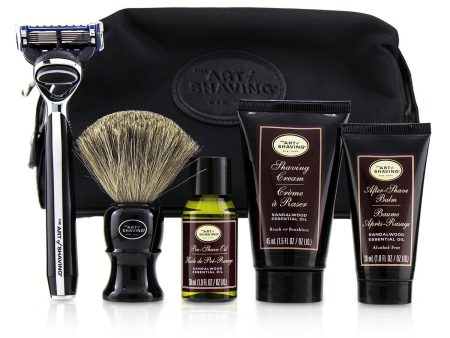 The Art Of Shaving The Four Elements of The Perfect Shave Set with Bag - Sandalwood: Pre Shave Oil + Shave Crm + A S Balm + Brush + Razor  5pcs+1Bag Online